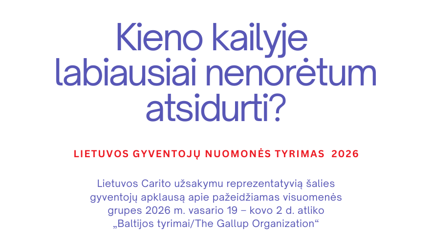 Kieno kailyje labiausiai nenorėtum atsidurti? Caritas pristato Lietuvos gyventojų apklausą
